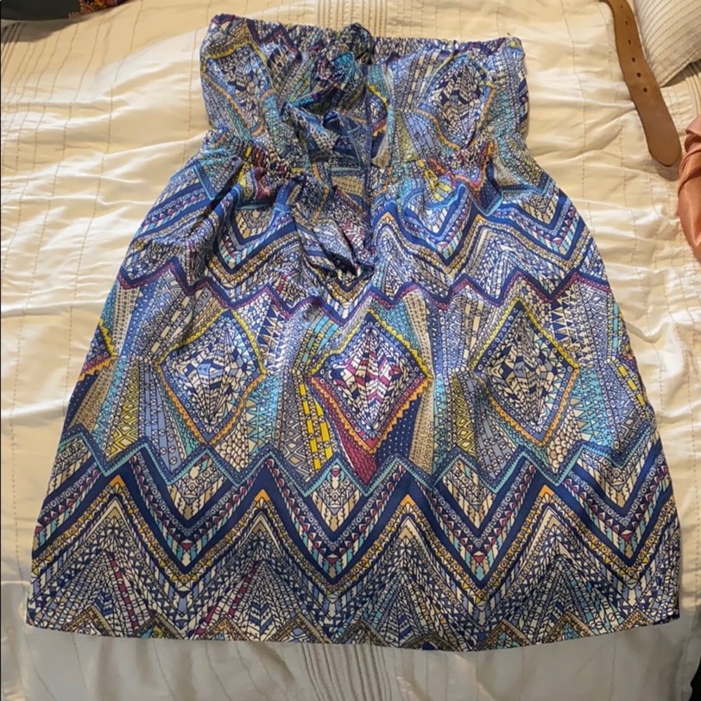 Multi colored strapless dress